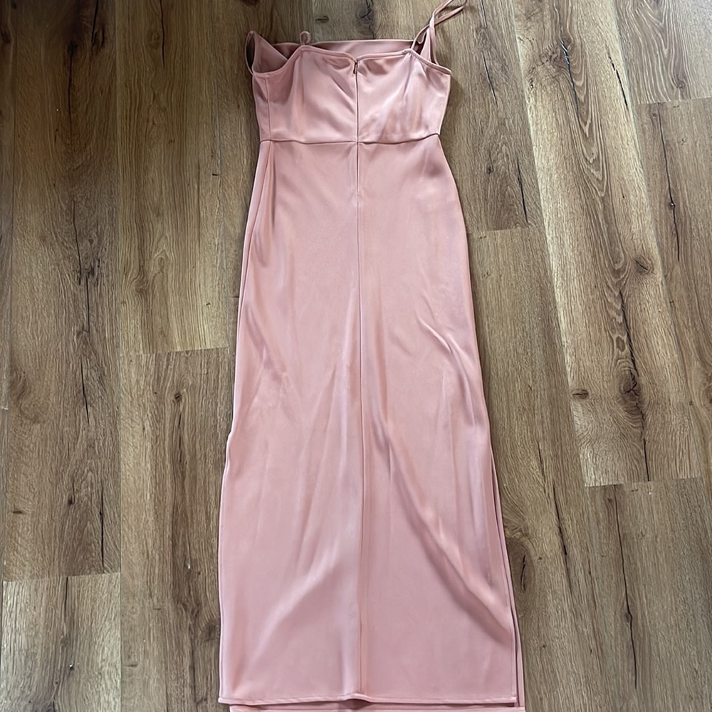 BHLDN Cali Satin Cowl-Neck Midi Slip Dress, Sedona, Size 4 - Picture 5 of 8
